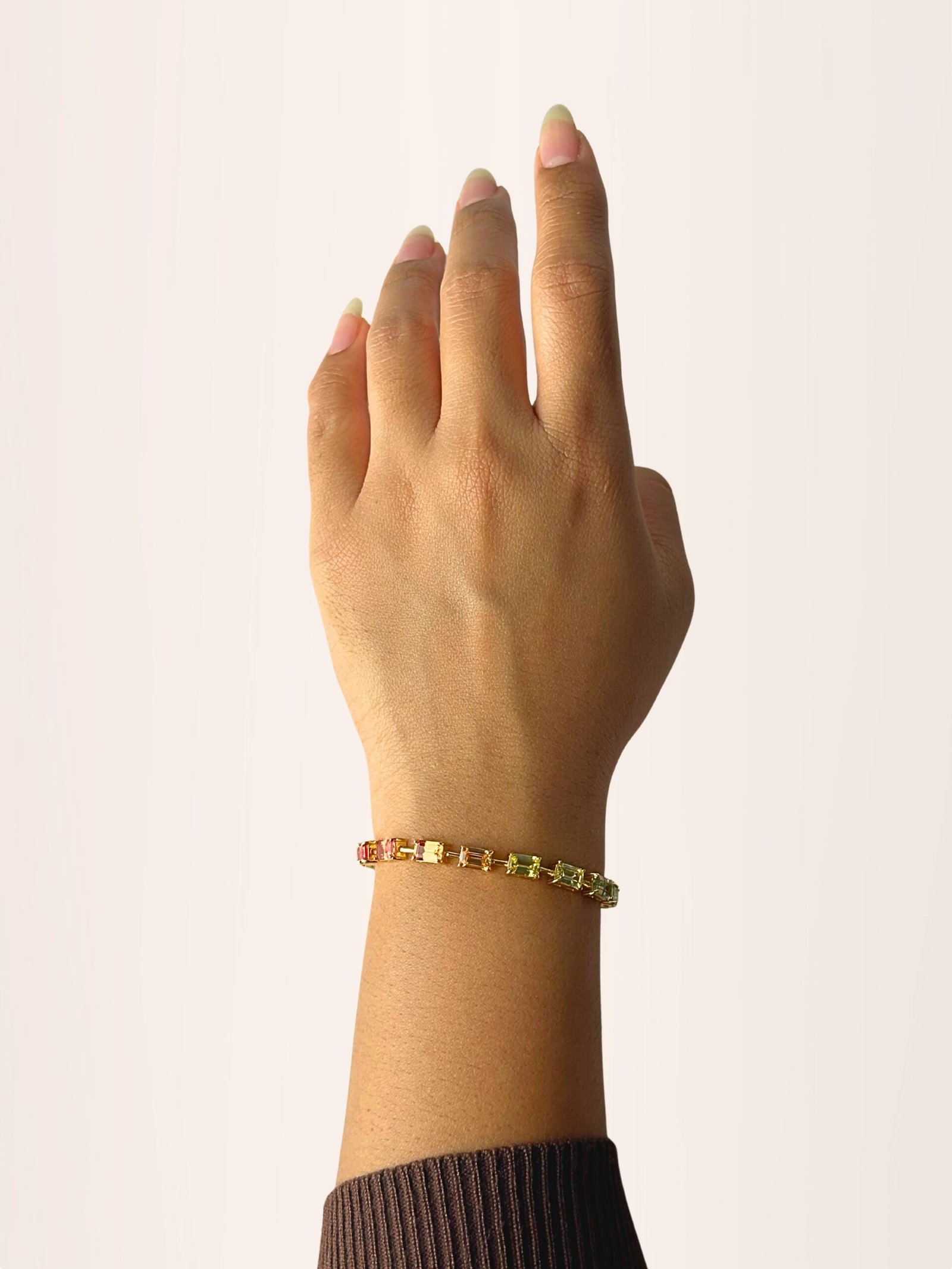 Horizontal Emerald Rainbow Sapphire Bracelet - Image 2