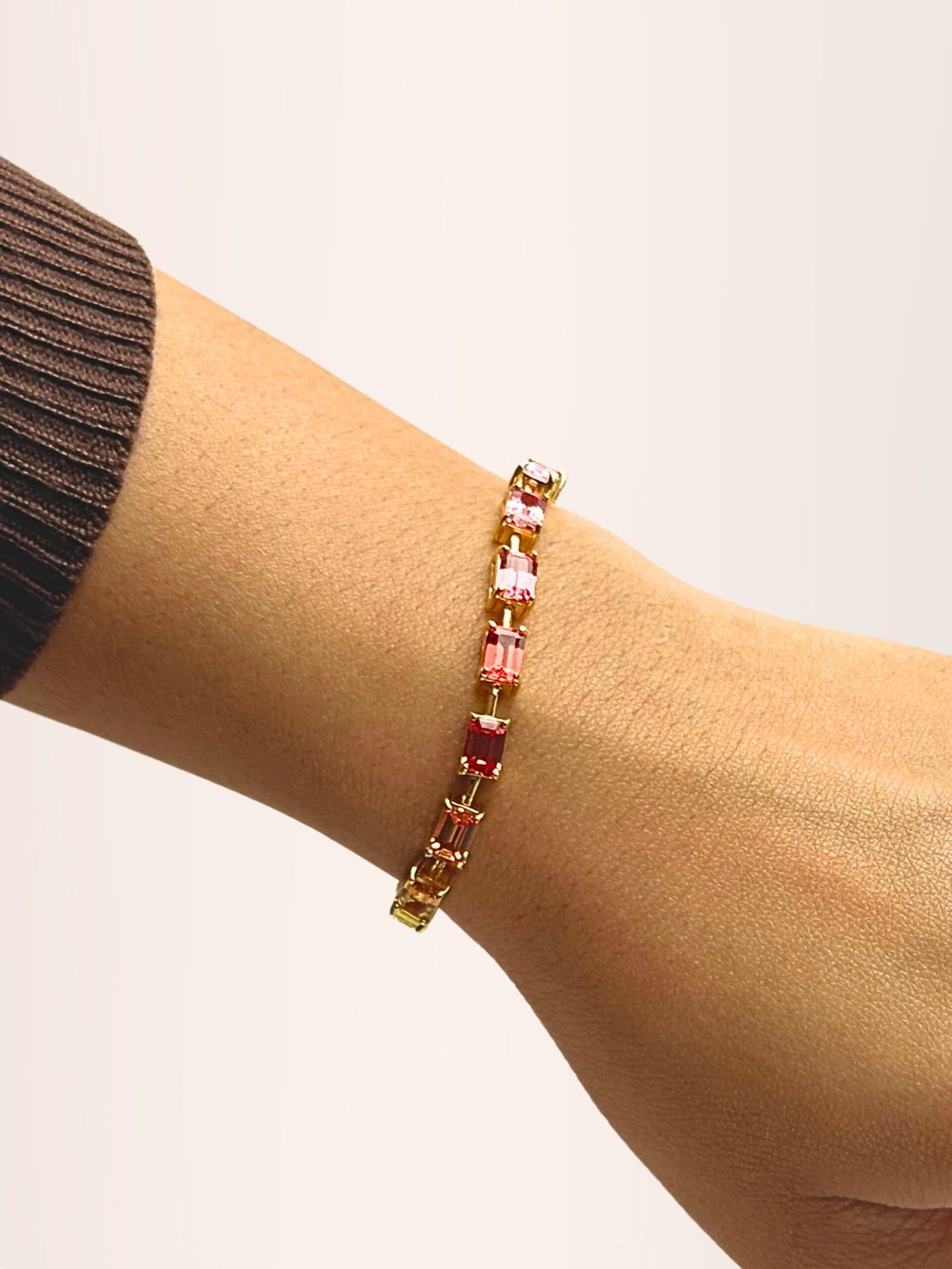 Horizontal Emerald Rainbow Sapphire Bracelet - Image 4