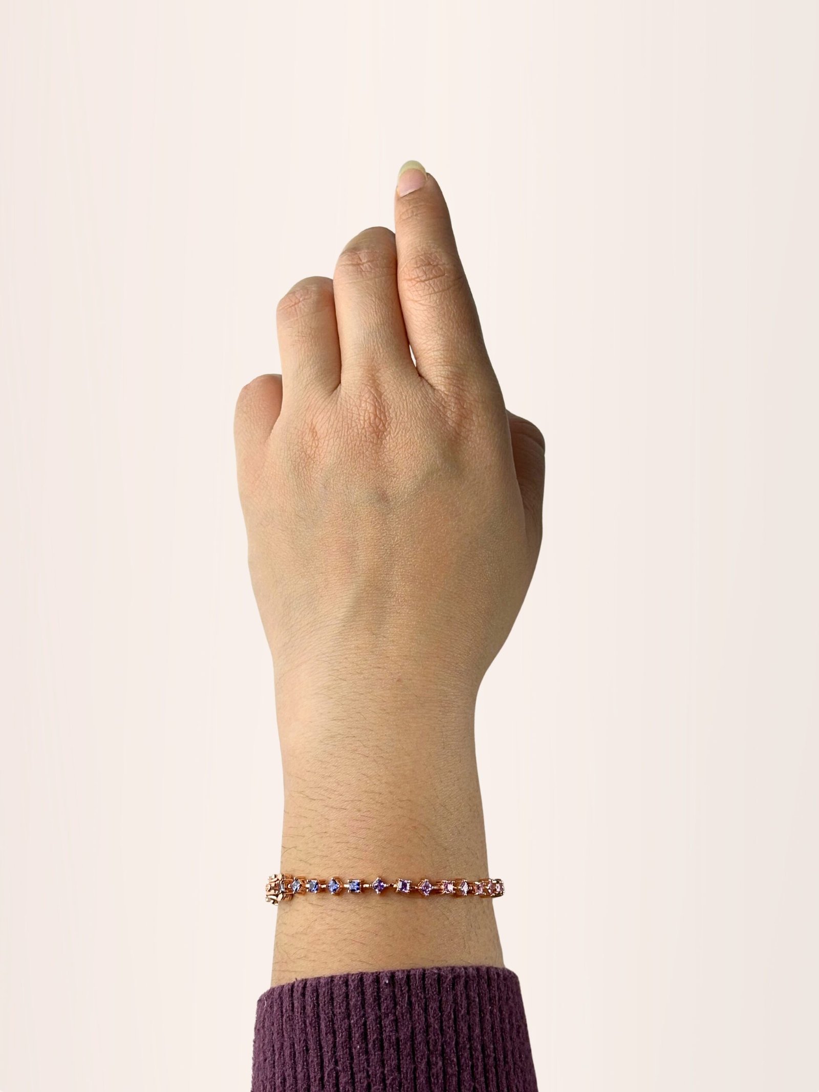 Rainbow Sapphire Princess-Cut Bracelet In Rose Gold - Image 2