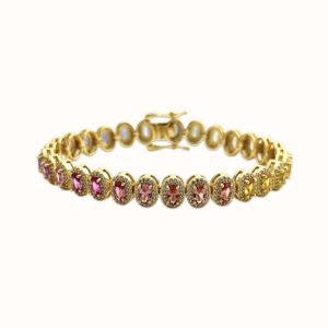 Vertical Oval Rainbow Sapphire Bracelet