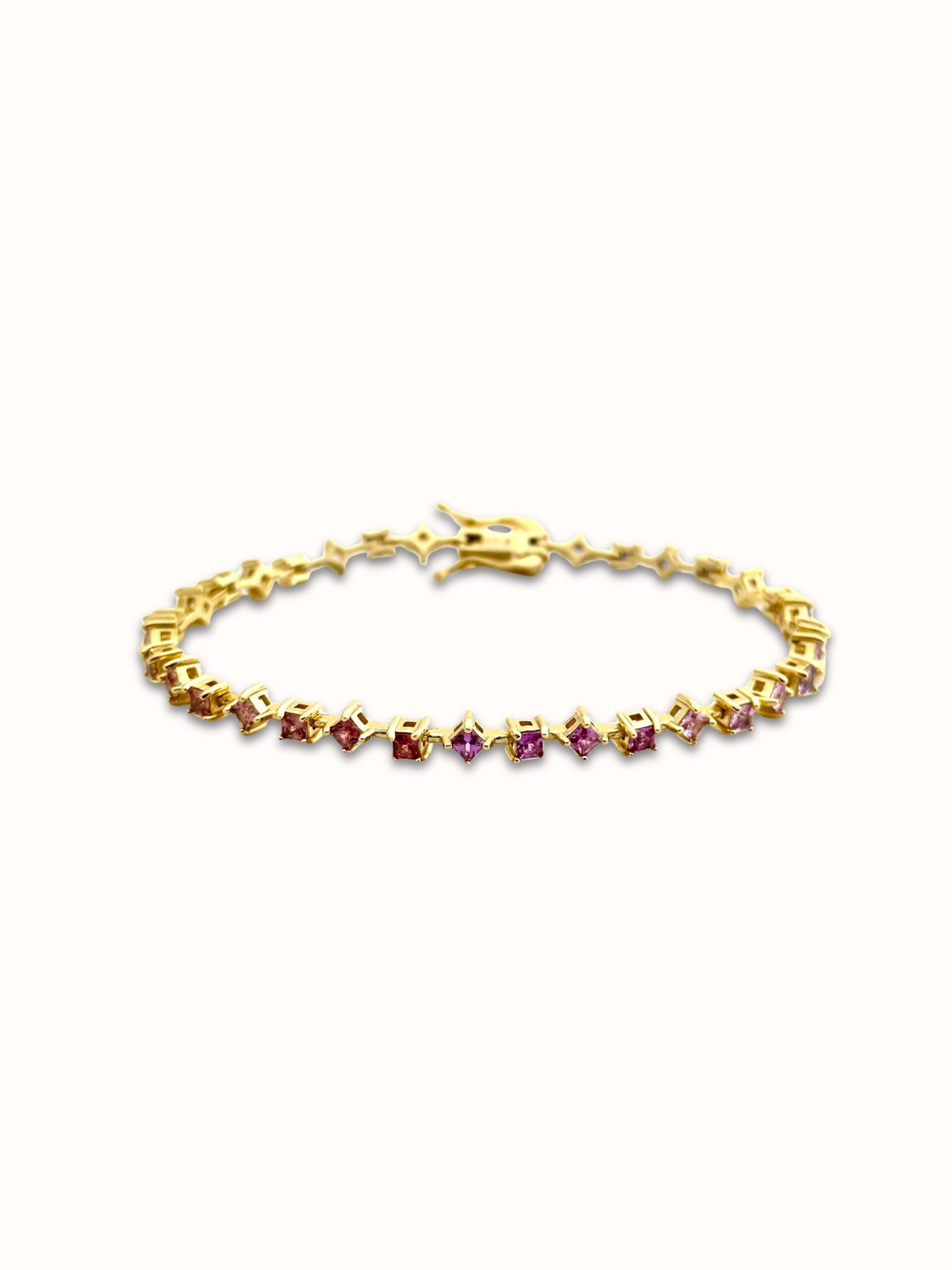 Rainbow Sapphire Princess-Cut Bracelet