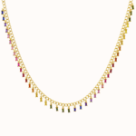 Rainbow Sapphire Baguette Charm Necklace