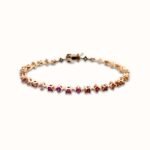 Rainbow Sapphire Princess-Cut Bracelet In Rose Gold