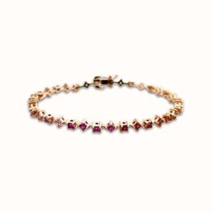 Rainbow Sapphire Princess-Cut Bracelet In Rose Gold