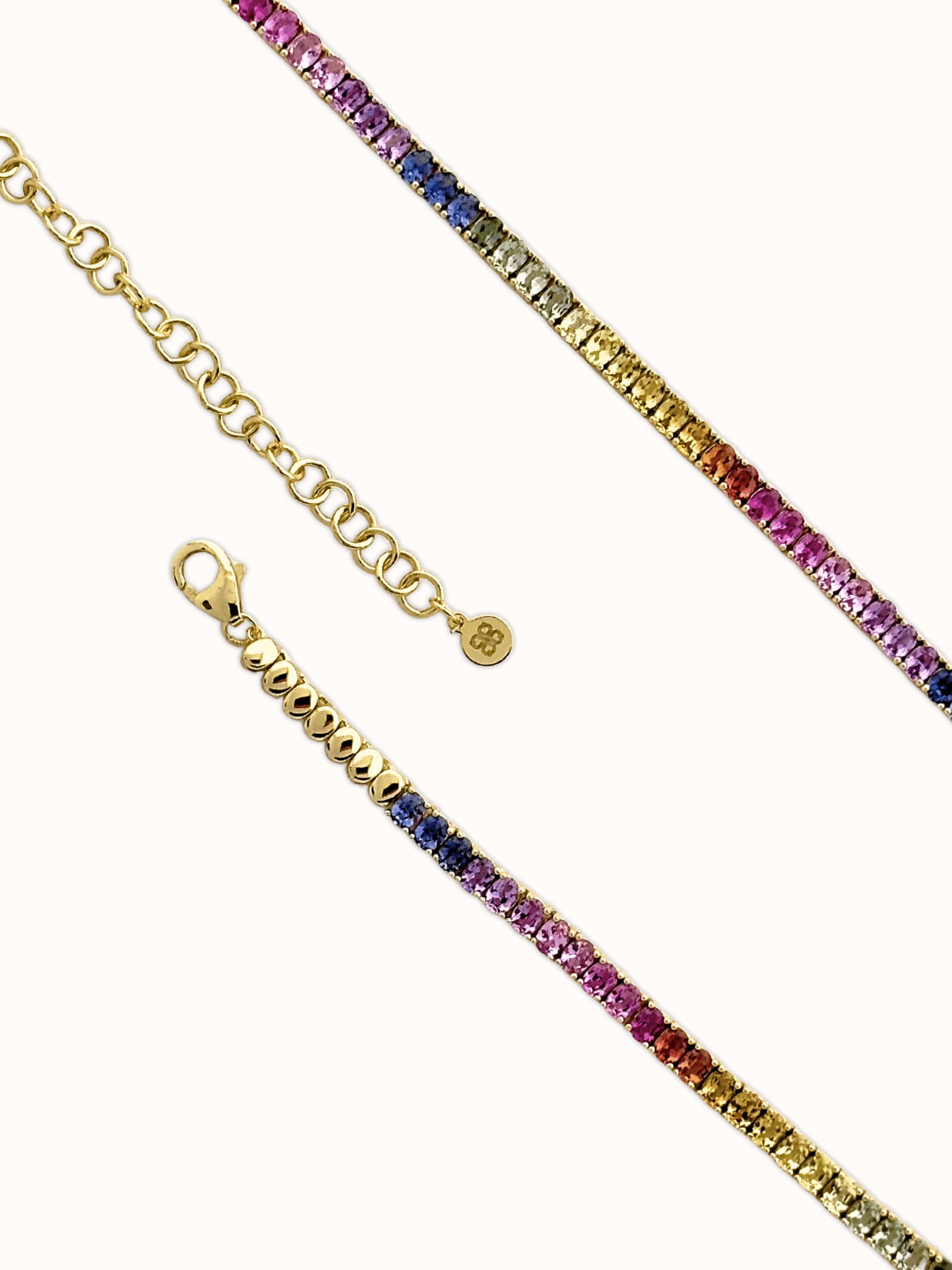 Rainbow Sapphire Oval-Cut Tennis Necklace - Image 5