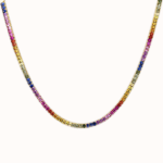 Rainbow Sapphire Oval-Cut Tennis Necklace
