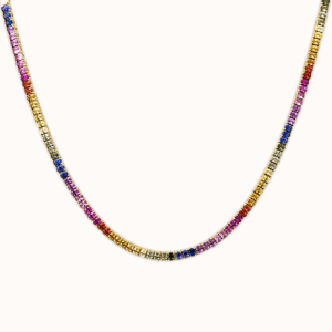 Rainbow Sapphire Oval-Cut Tennis Necklace