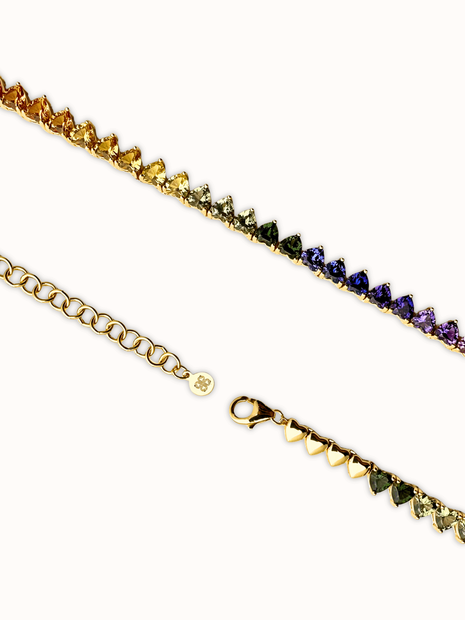 Rainbow Sapphire Heart Tennis Necklace - Image 7