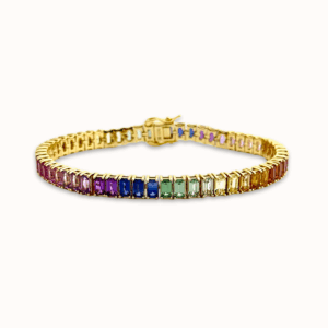 Rainbow Sapphire Emerald-Cut Bracelet