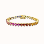 Rainbow Sapphire Heart Tennis Bracelet